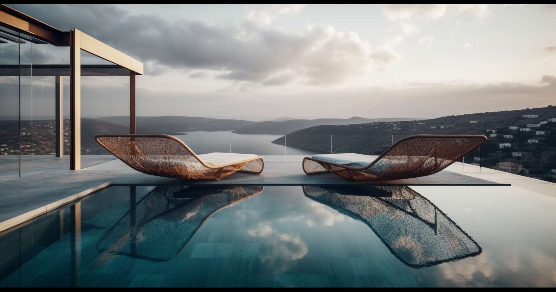 hydraweb - HydraWeb two chaise lounges on a cliff overlooking the pool in